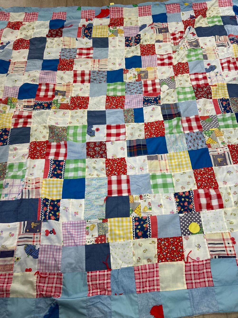 Handmade Patchwork Quilt 82 x 95 Queen Size Cottage Farmhouse Floral Gingham